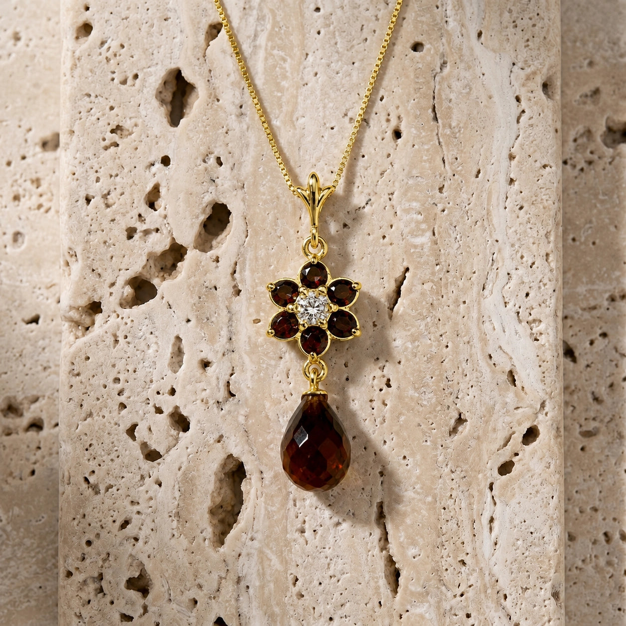 Yellow Gold Diamond & Garnet — Zeffirina