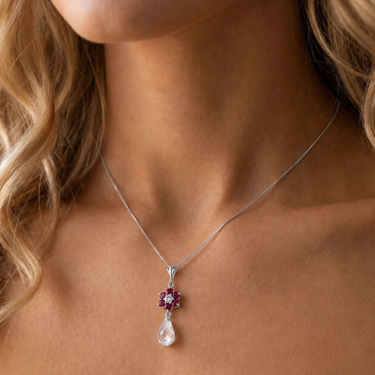 White Gold Diamond & Ruby & White Topaz — Zeffirina