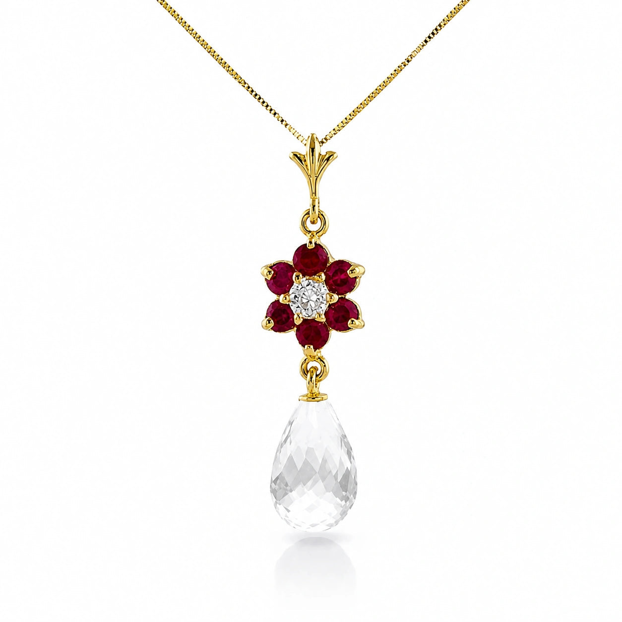 Yellow Gold Diamond & Ruby & White Topaz — Zeffirina