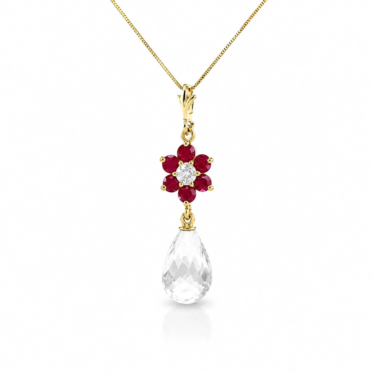 Yellow Gold Diamond & Ruby & White Topaz — Zeffirina
