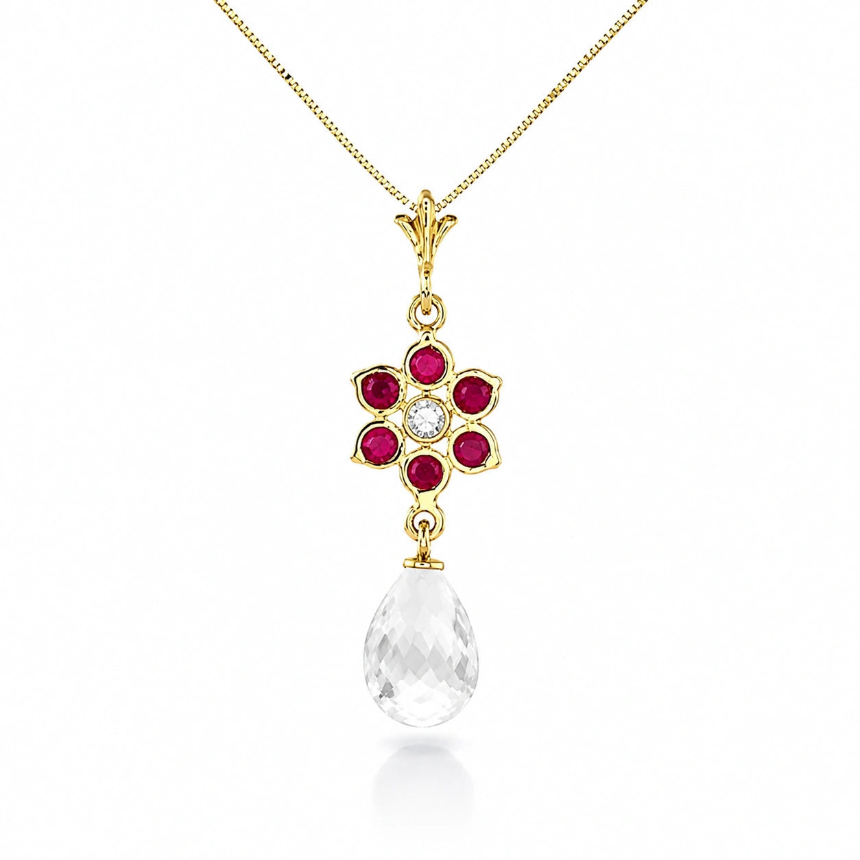 Yellow Gold Diamond & Ruby & White Topaz — Zeffirina