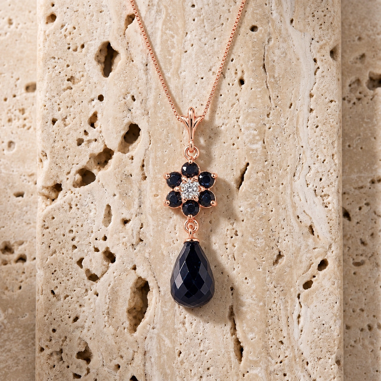Rose Gold Diamond & Sapphire — Zeffirina