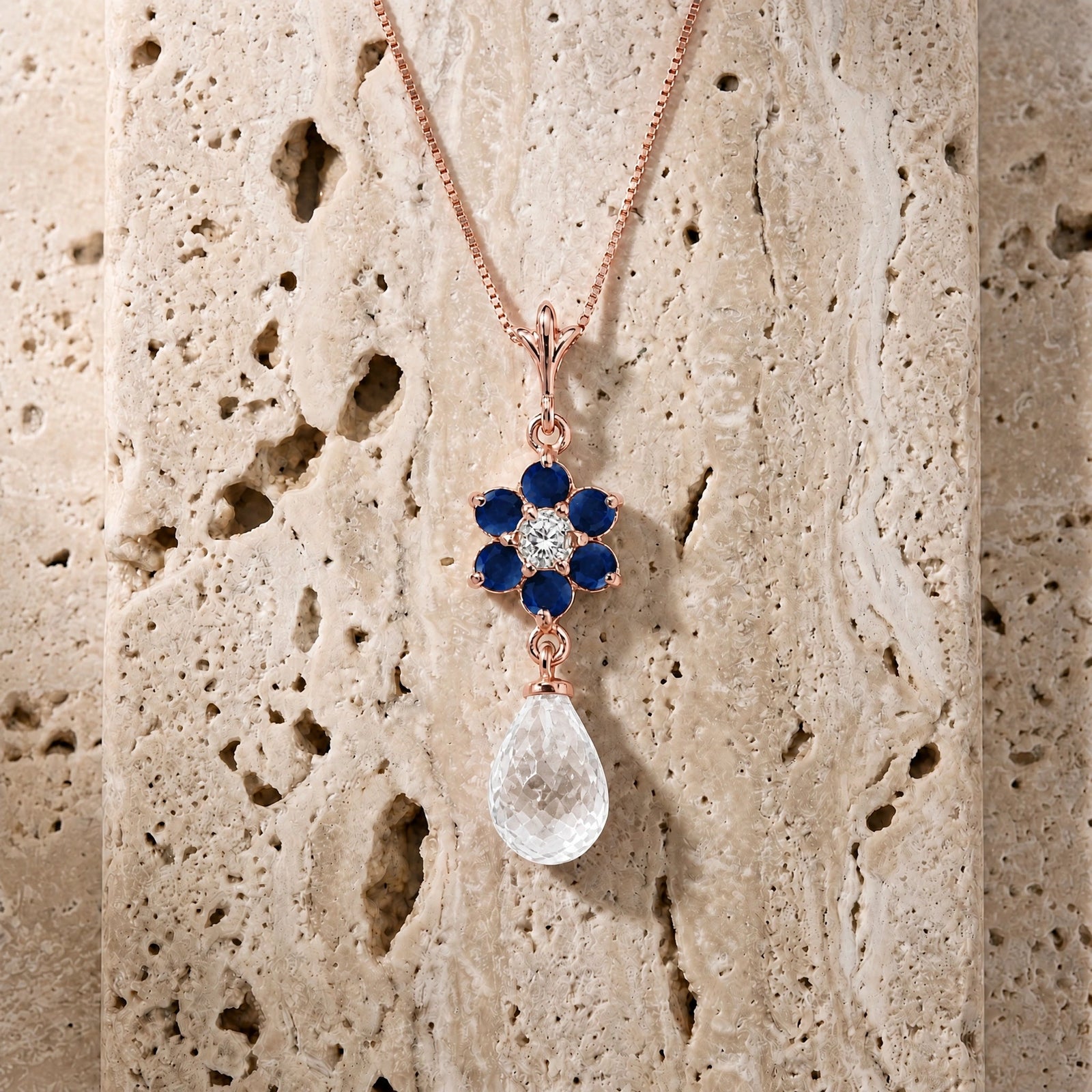 Rose Gold Diamond & Sapphire & White Topaz — Zeffirina