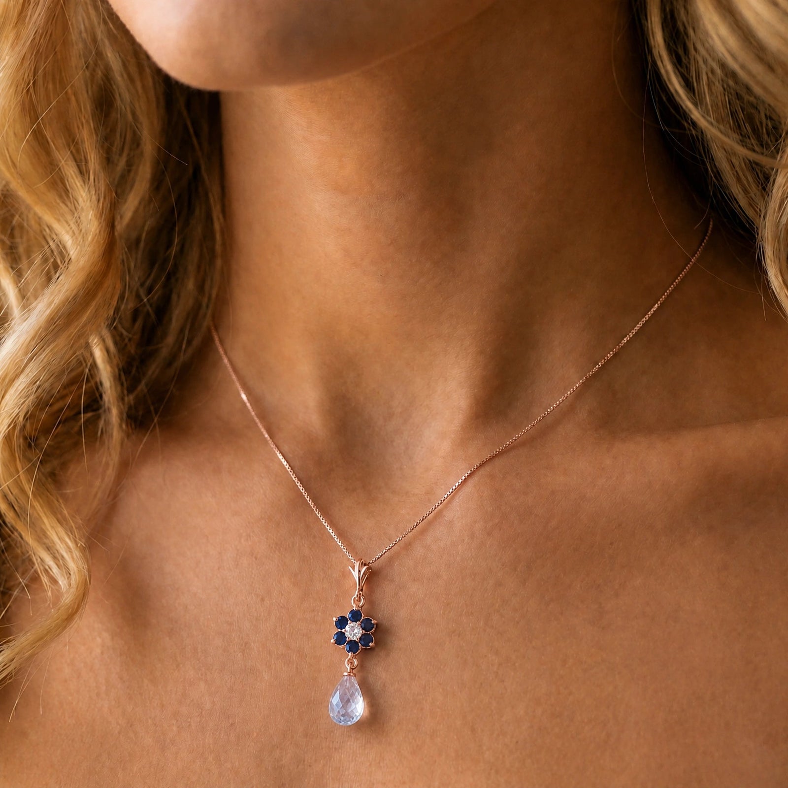 Rose Gold Diamond & Sapphire & White Topaz — Zeffirina