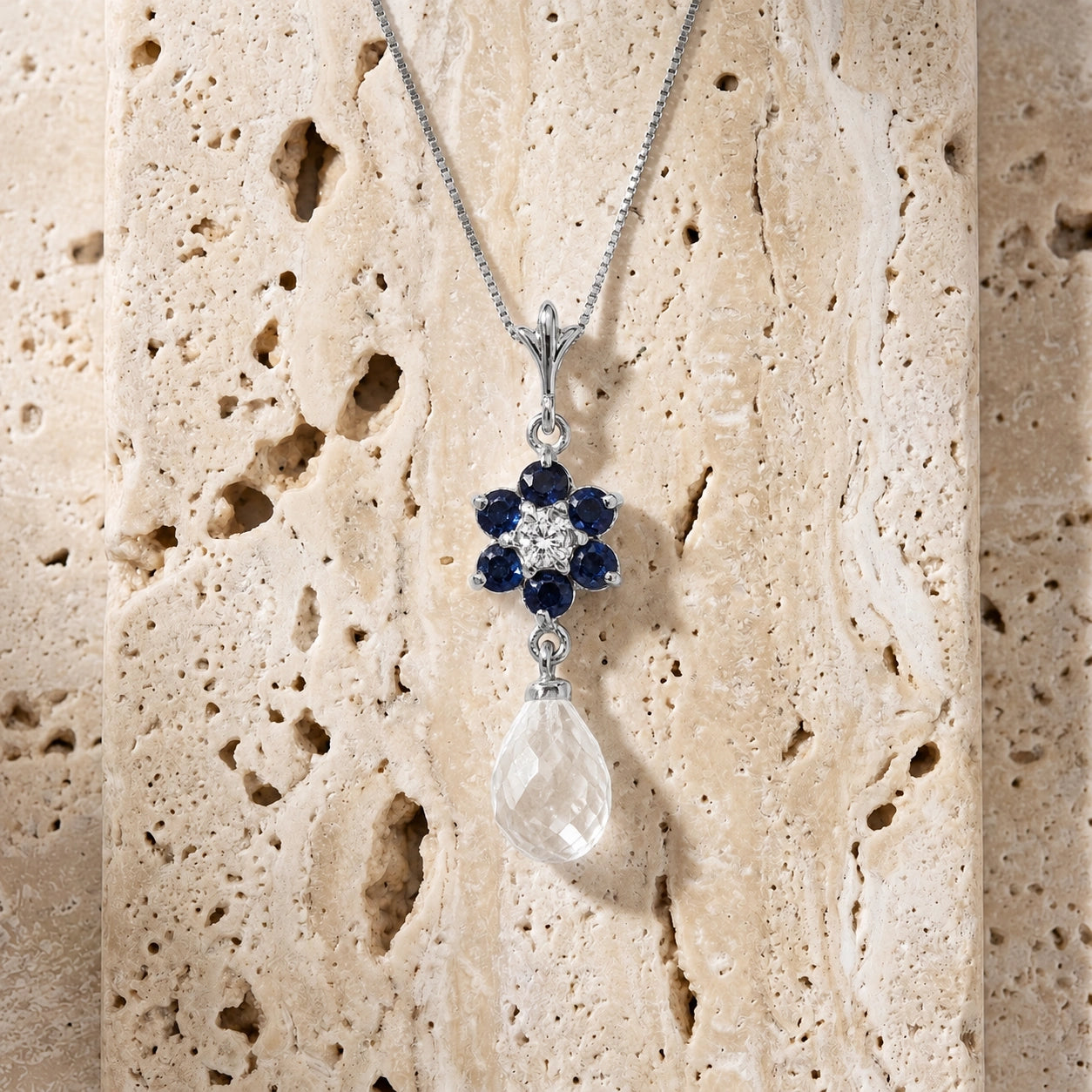 White Gold Diamond & Sapphire & White Topaz — Zeffirina