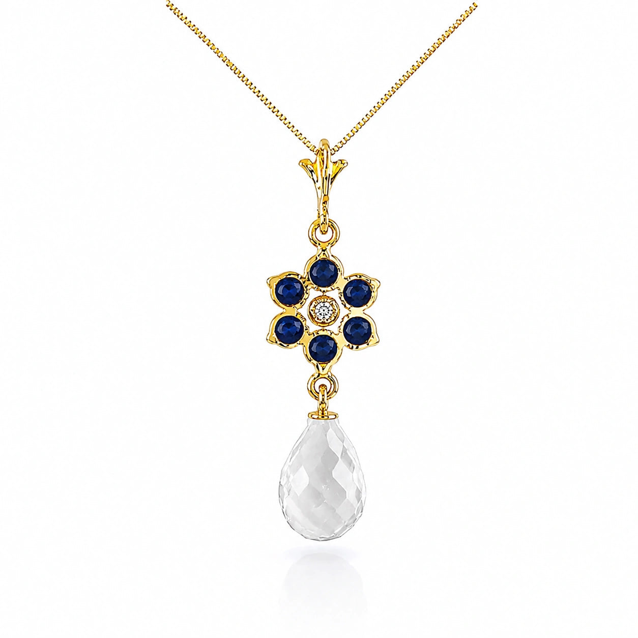 Yellow Gold Diamond & Sapphire & White Topaz — Zeffirina