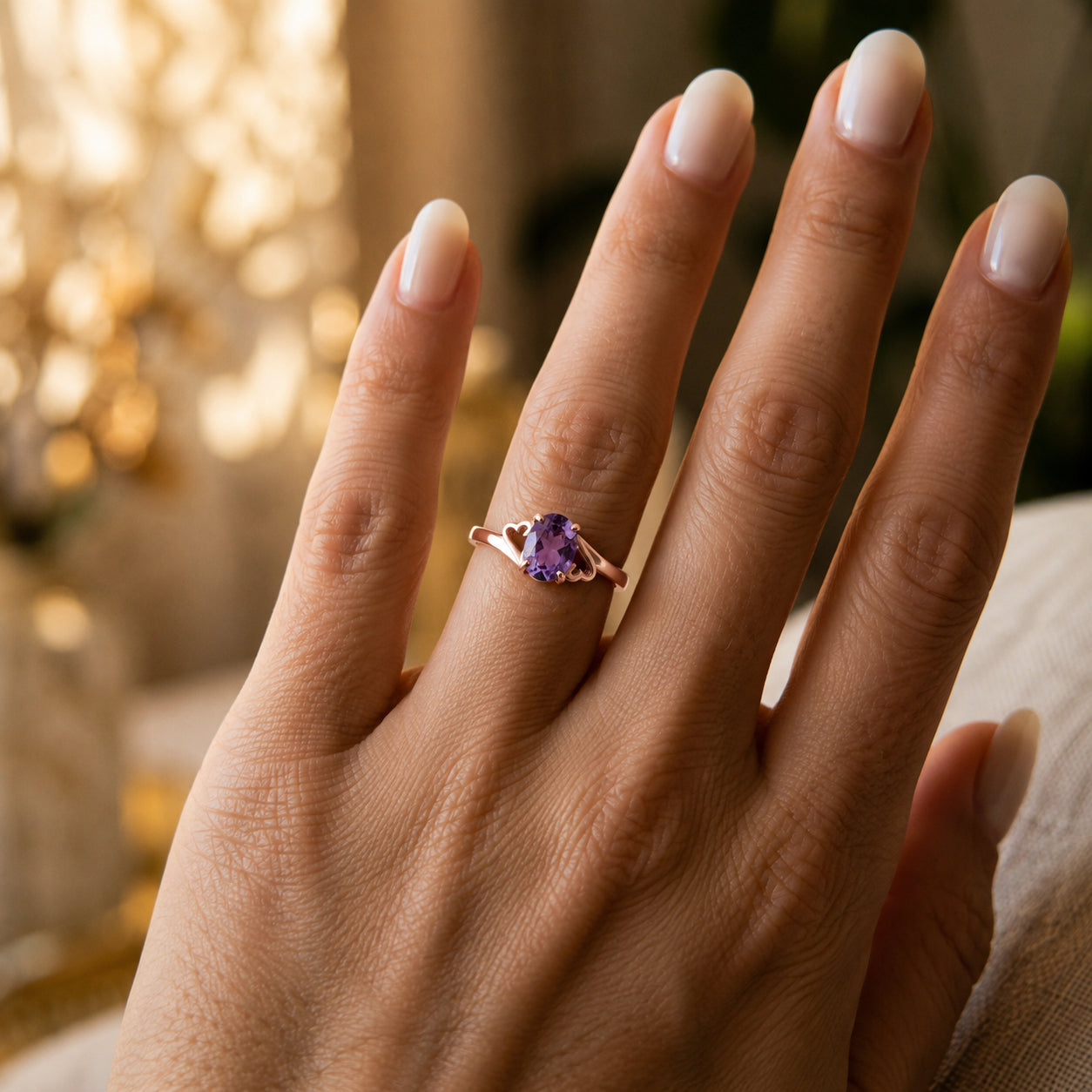 Rose Gold Classic Ring Amethyst 10K — Altea