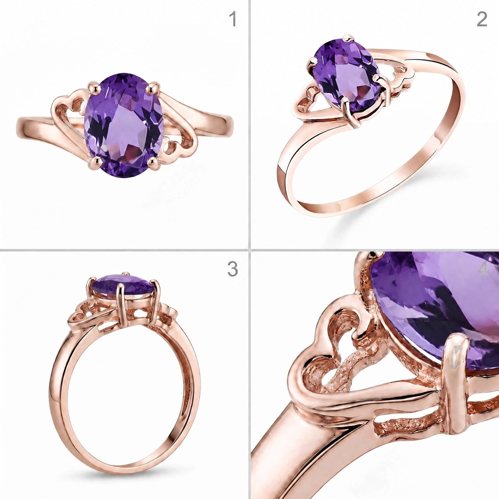 Rose Gold Classic Ring Amethyst 10K — Altea
