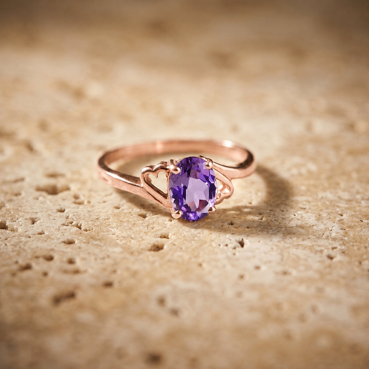 Rose Gold Classic Ring Amethyst 10K — Altea