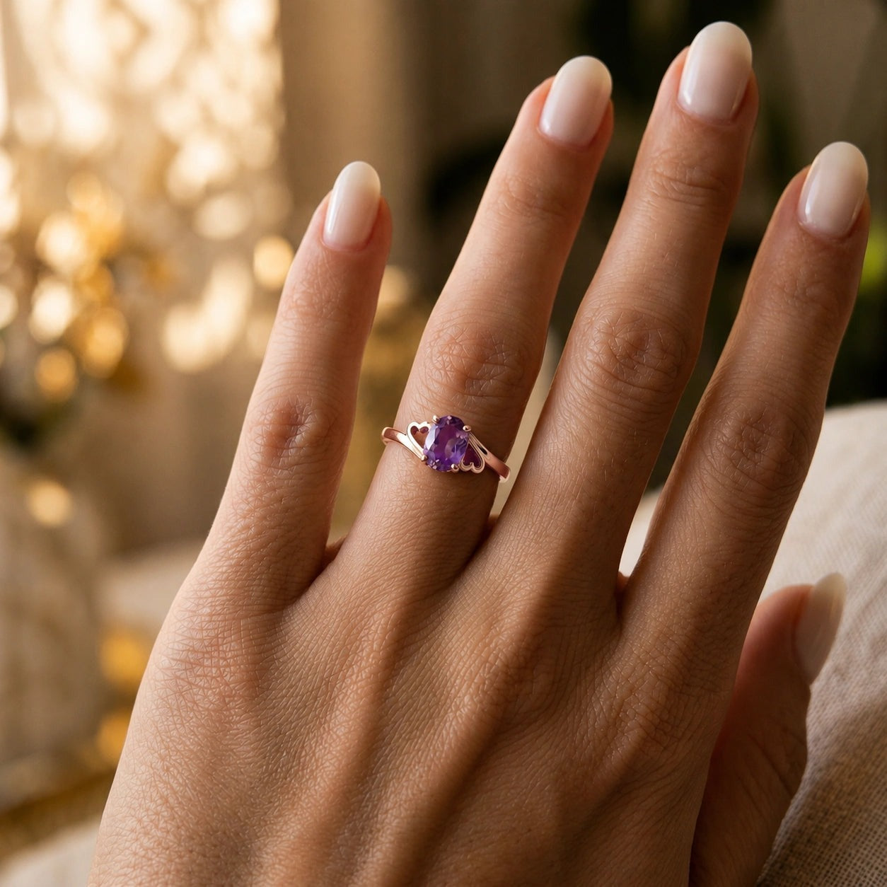 Rose Gold Classic Ring Amethyst 10K — Altea