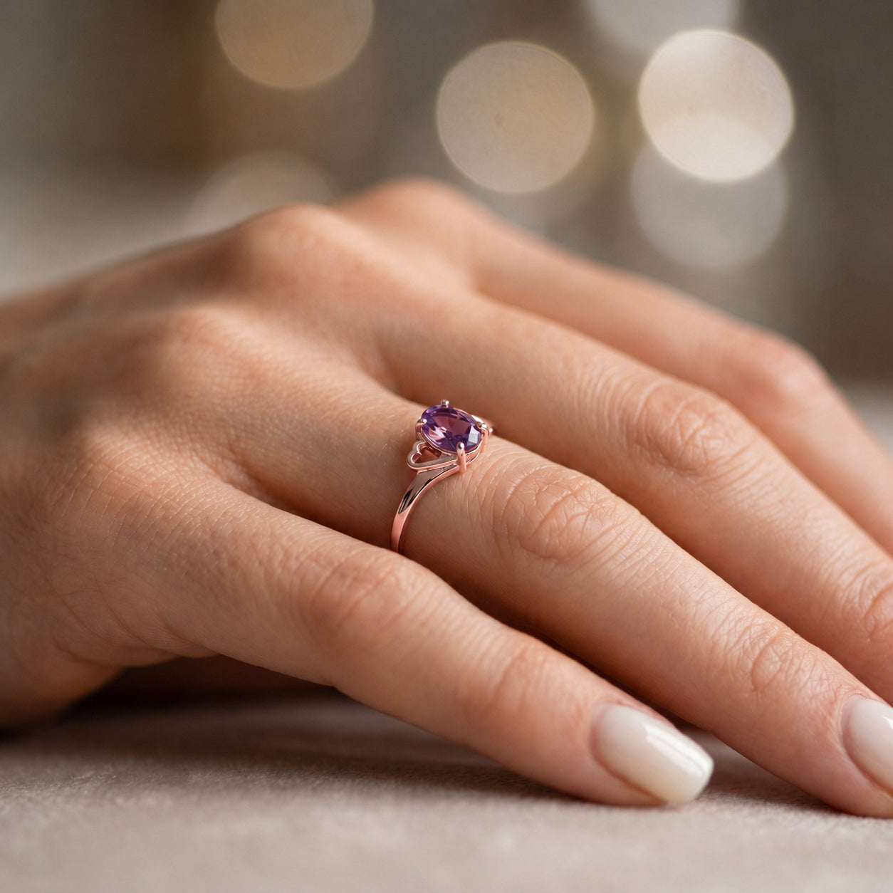 Rose Gold Classic Ring Amethyst 10K — Altea