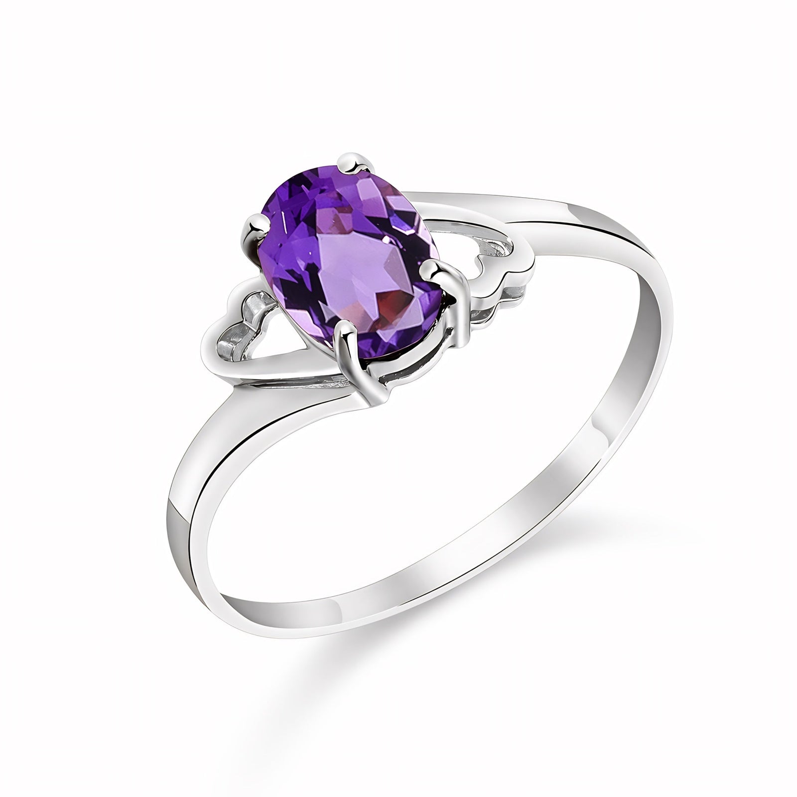 White Gold Classic Ring Amethyst 10K — Altea