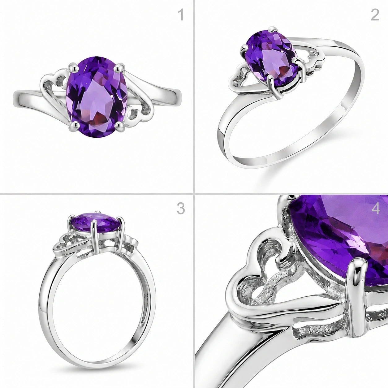 White Gold Classic Ring Amethyst 10K — Altea