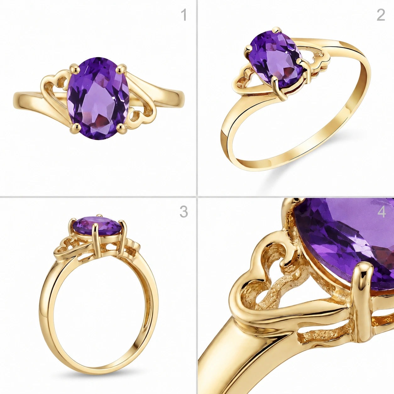 Yellow Gold Classic Ring Amethyst 10K — Altea