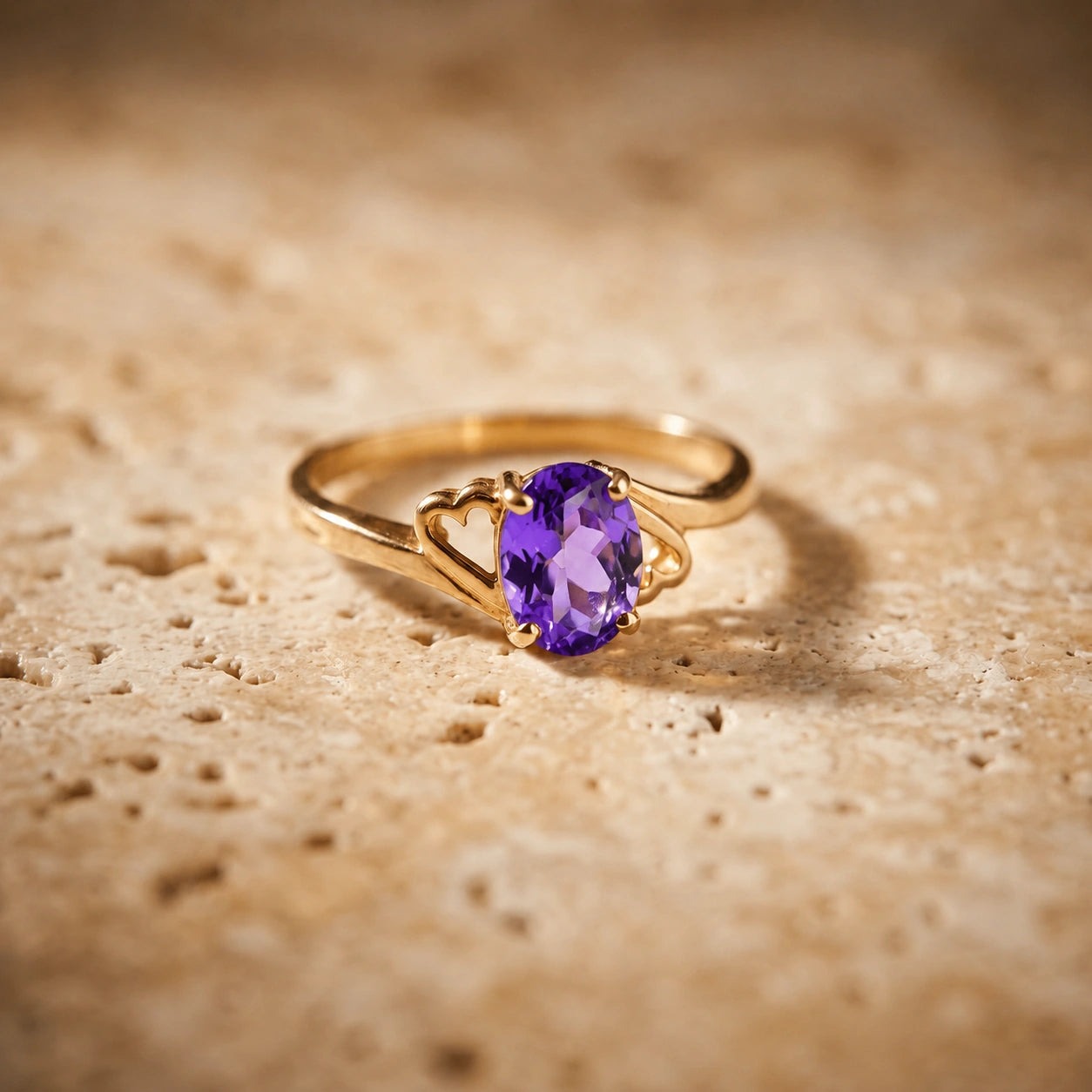 Yellow Gold Classic Ring Amethyst 10K — Altea