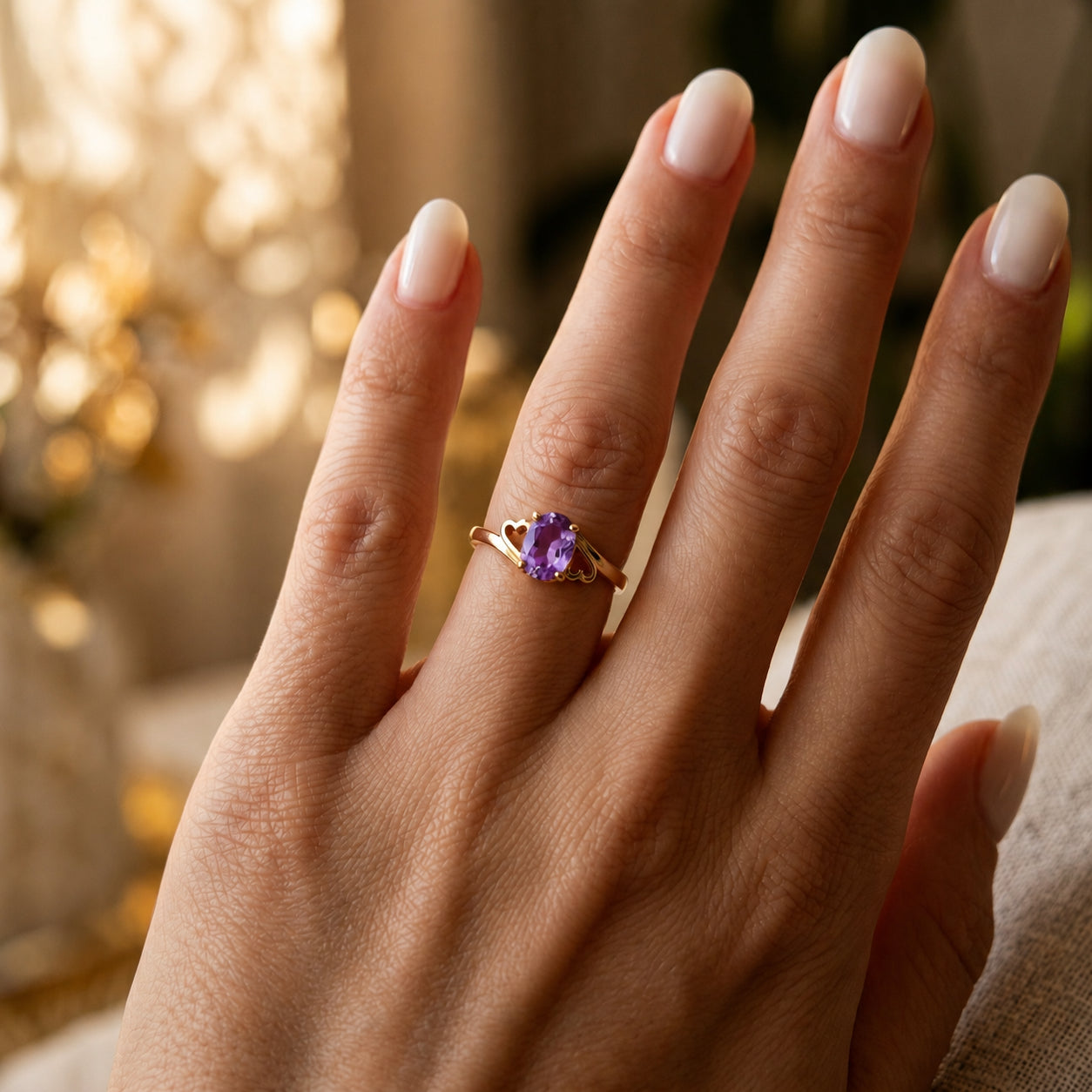 Yellow Gold Classic Ring Amethyst 10K — Altea