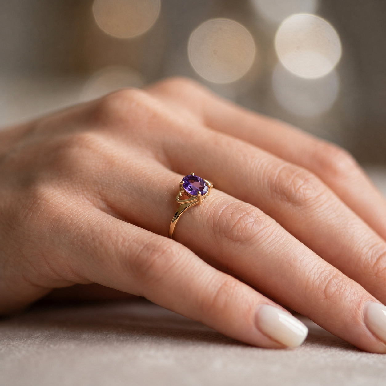 Yellow Gold Classic Ring Amethyst 10K — Altea