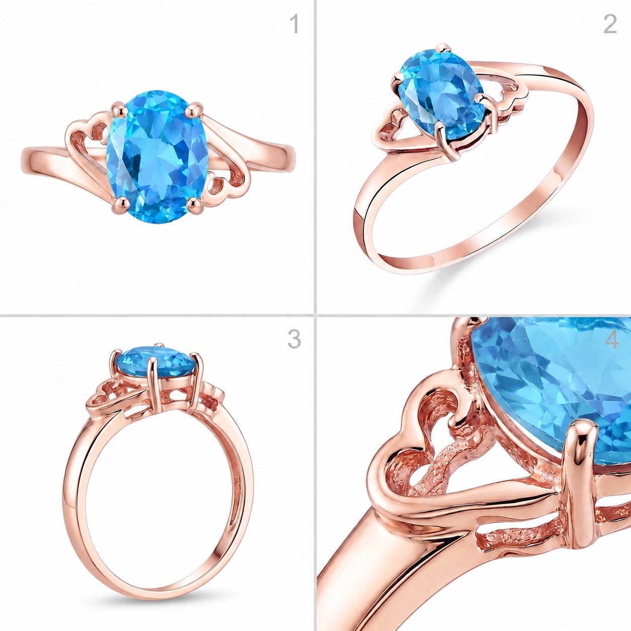 Rose Gold Classic Ring Blue Topaz 10K — Altea