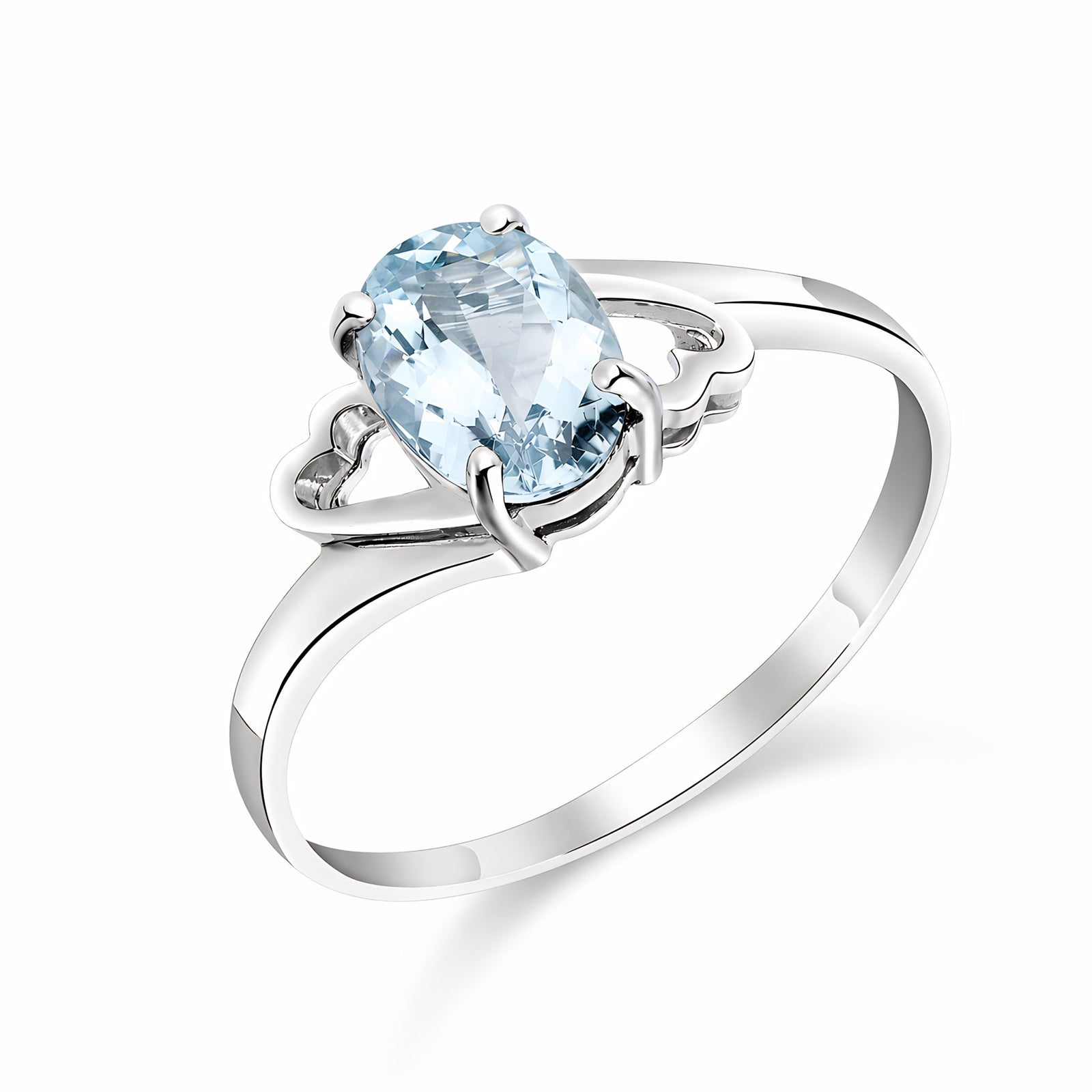 White Gold Classic Ring Blue Topaz 10K — Altea