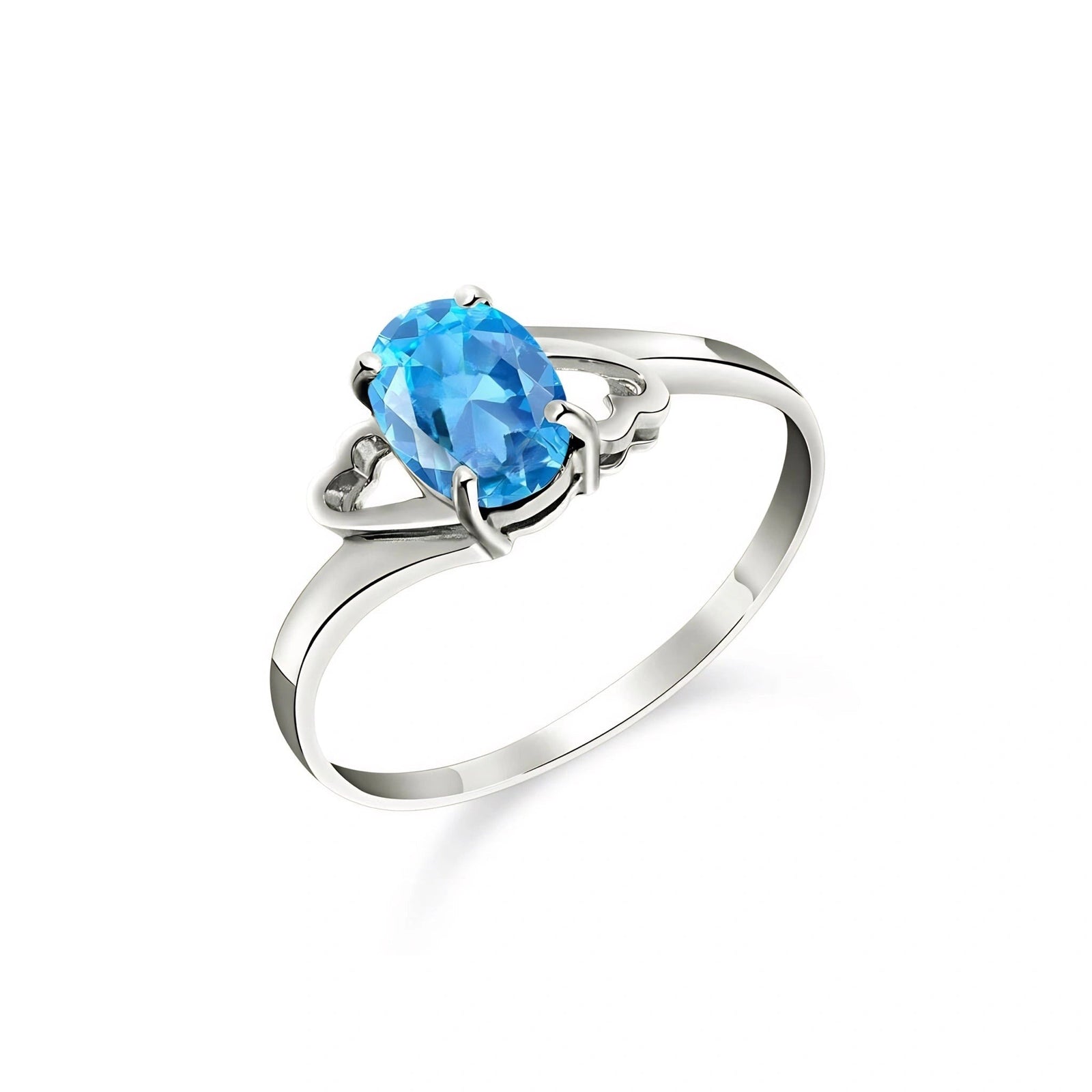 White Gold Classic Ring Blue Topaz 10K — Altea