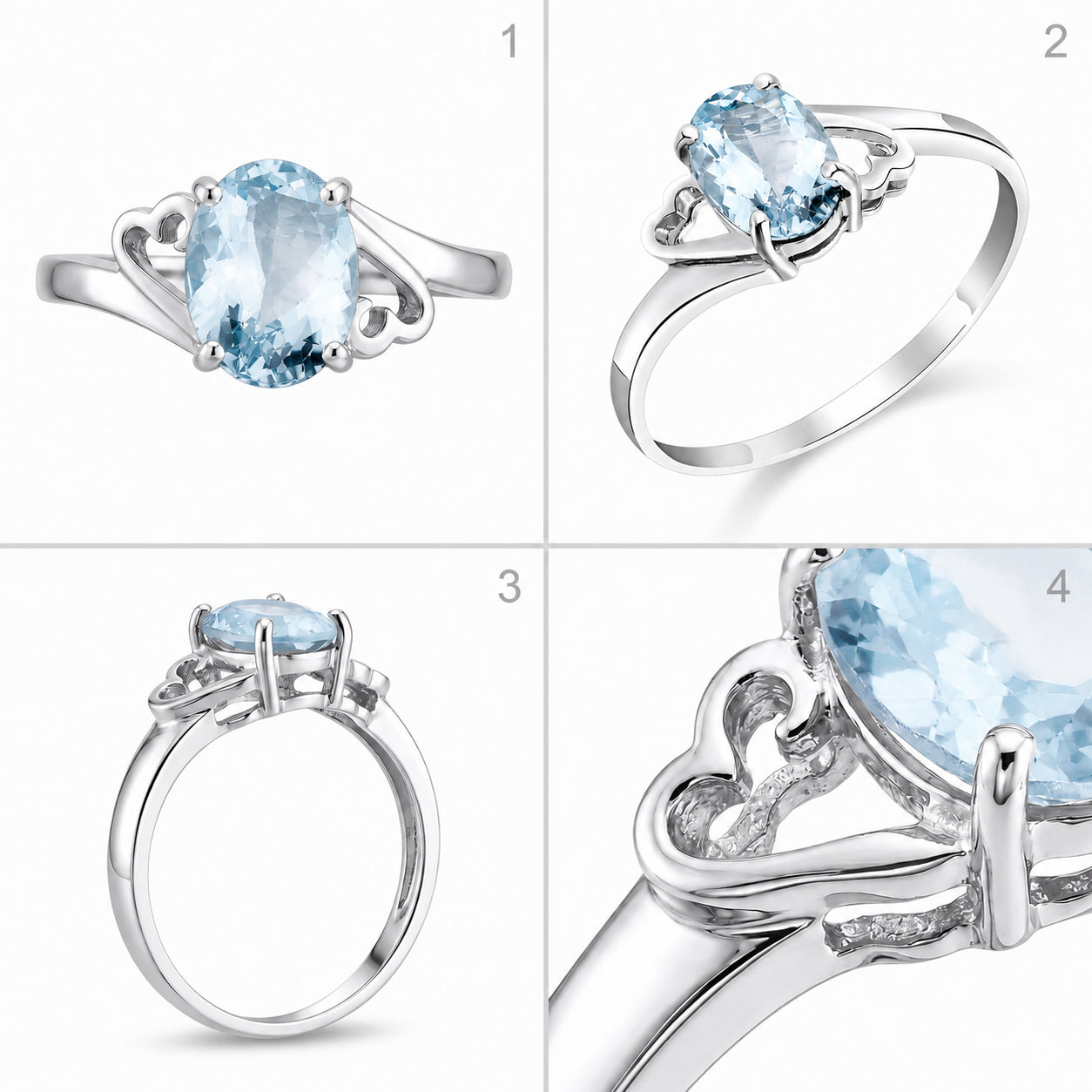 White Gold Classic Ring Blue Topaz 10K — Altea