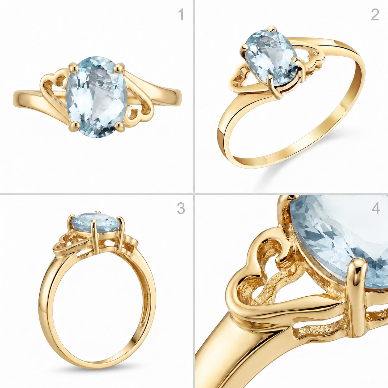 Yellow Gold Classic Ring Blue Topaz 10K — Altea