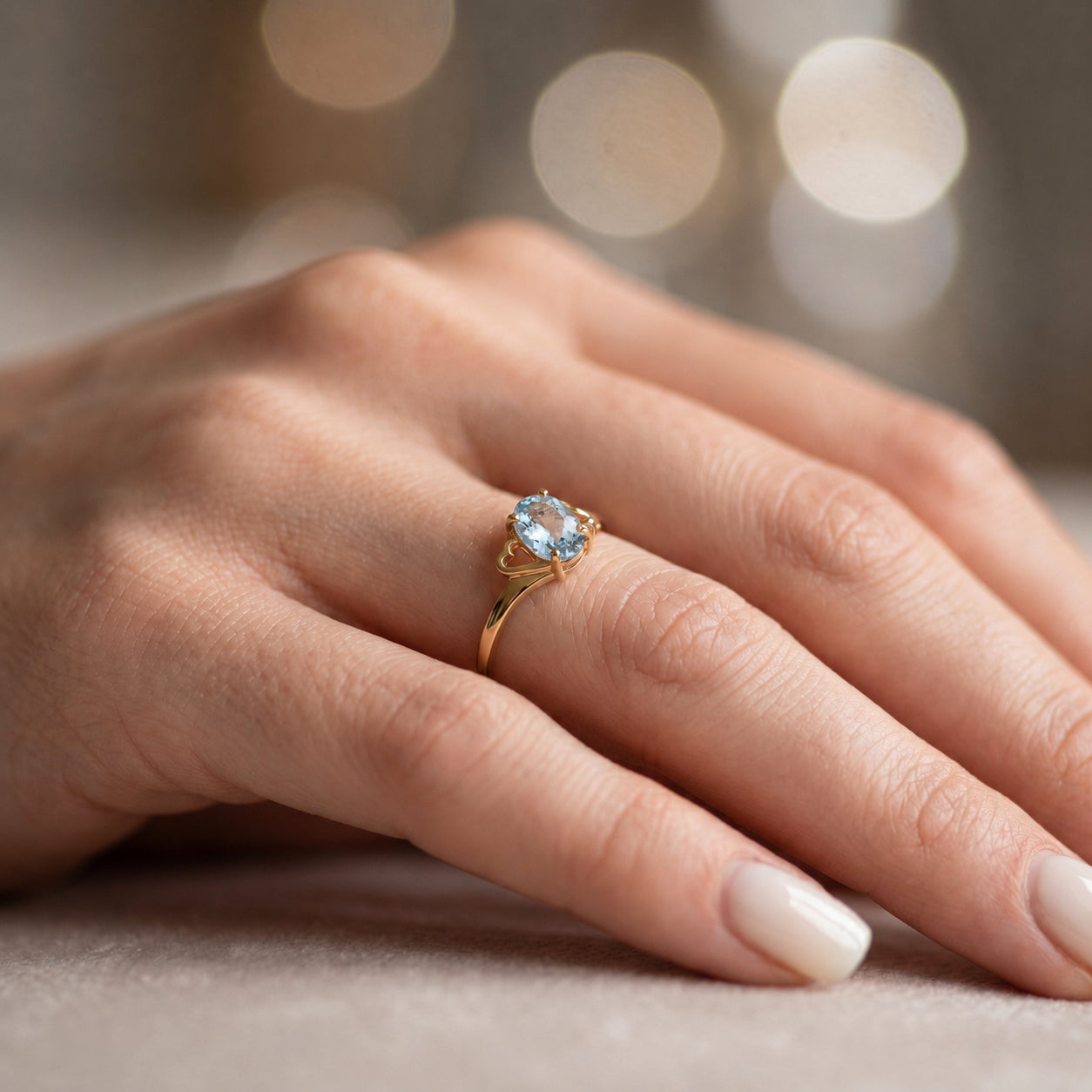 Yellow Gold Classic Ring Blue Topaz 10K — Altea