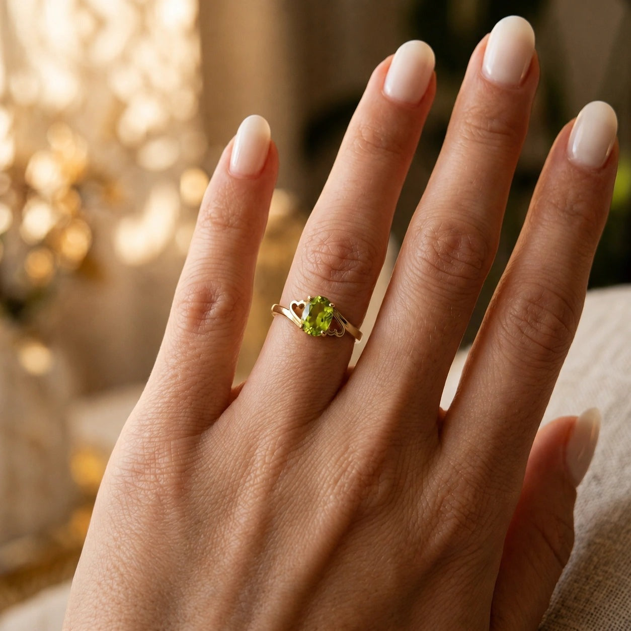 Yellow Gold Classic Ring Peridot 10K — Altea
