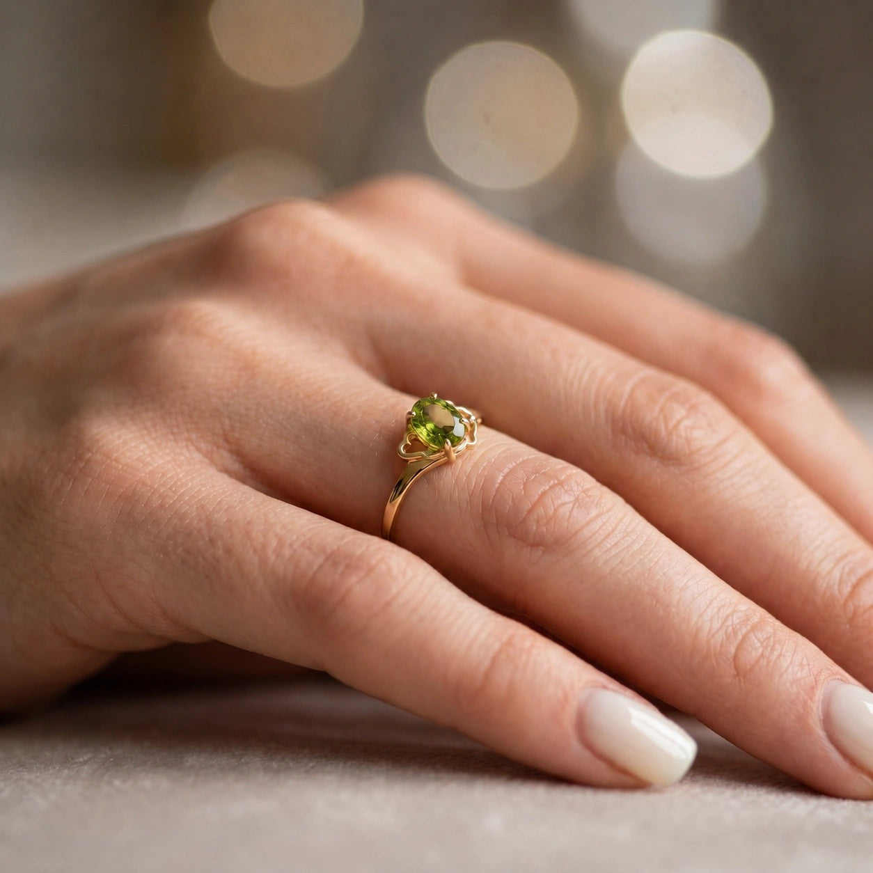 Yellow Gold Classic Ring Peridot 10K — Altea