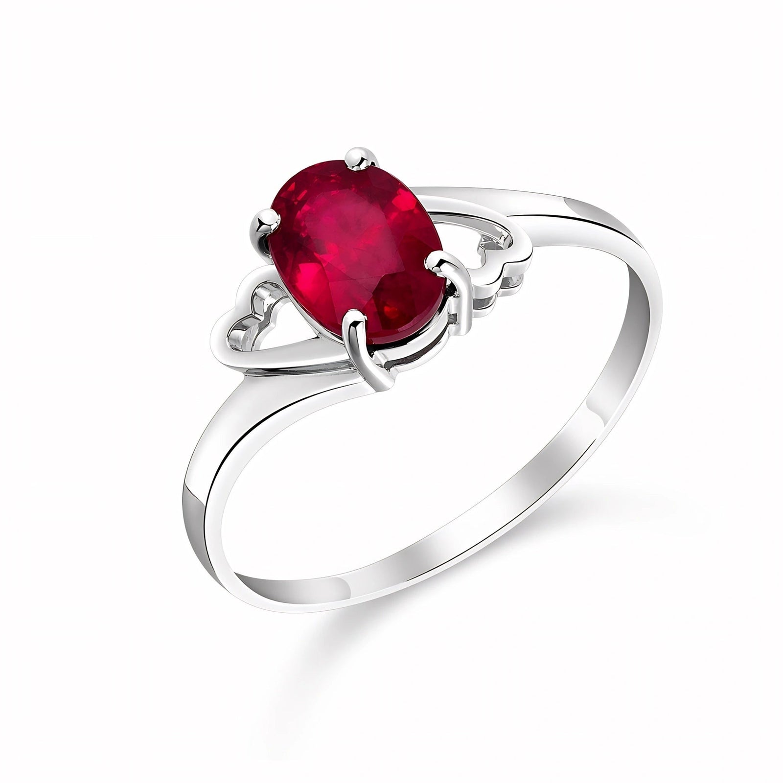 White Gold Classic Ring Ruby 10K — Altea