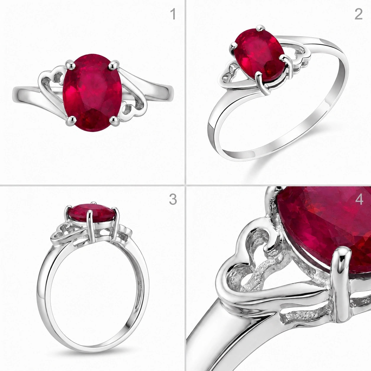 White Gold Classic Ring Ruby 10K — Altea