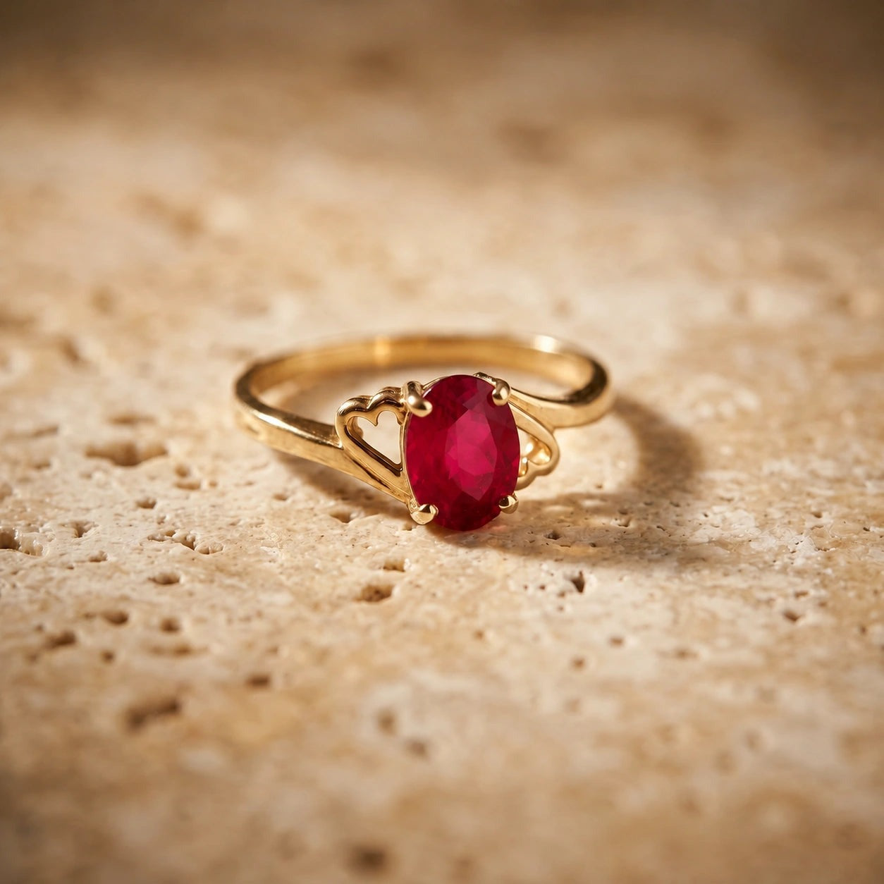 Yellow Gold Classic Ring Ruby 10K — Altea