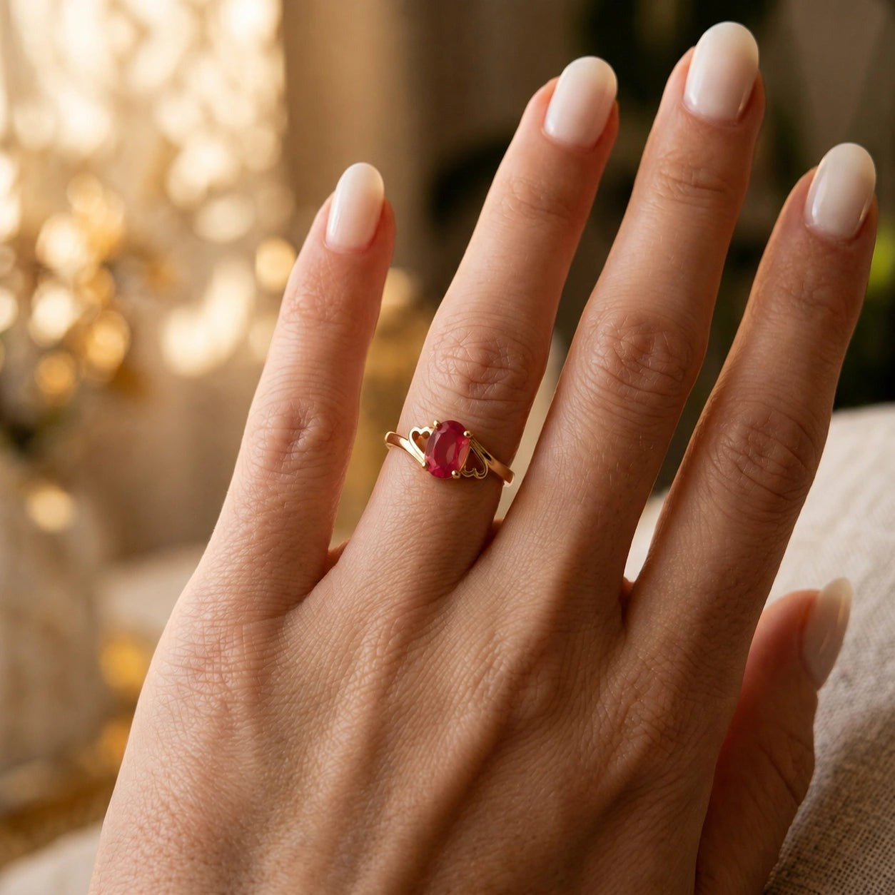Yellow Gold Classic Ring Ruby 10K — Altea