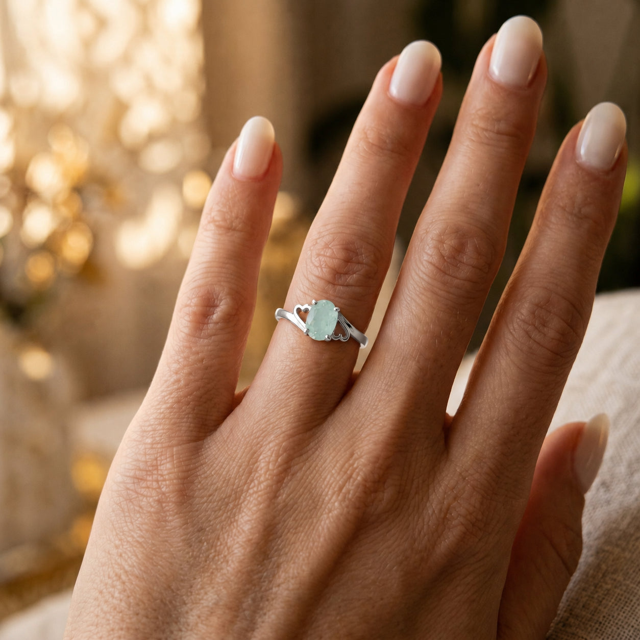 White Gold Classic Ring Pink Topaz 10K — Altea