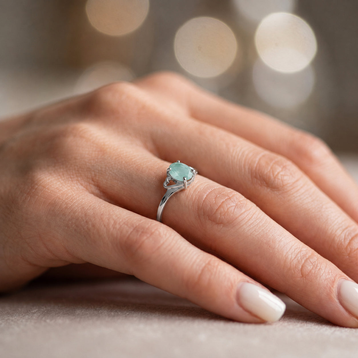 White Gold Classic Ring Pink Topaz 10K — Altea