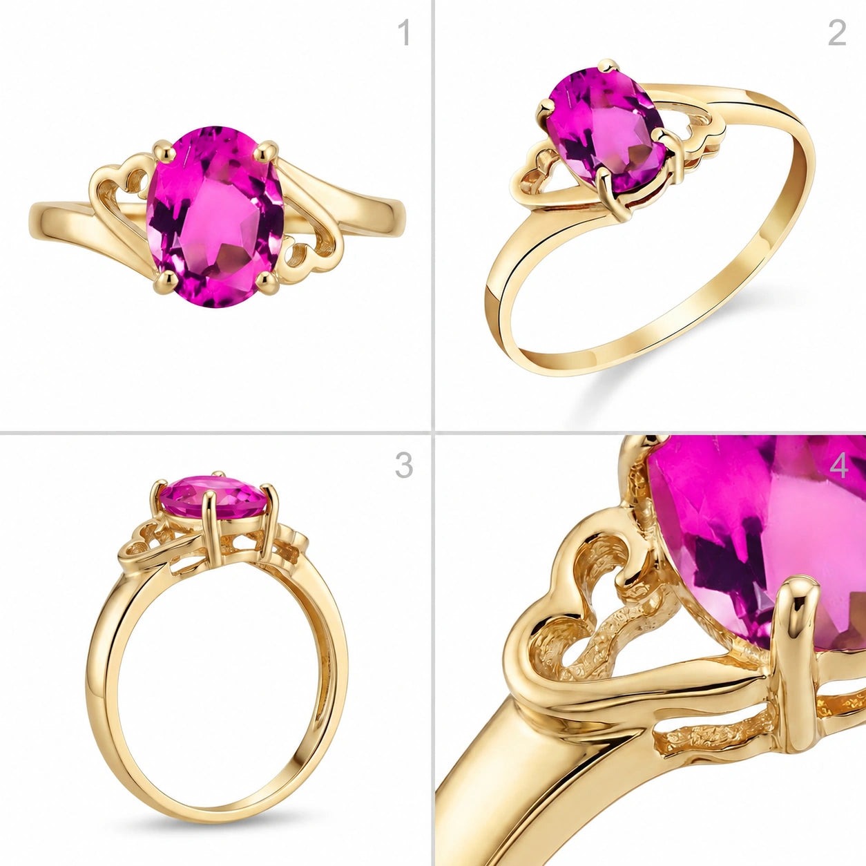 Yellow Gold Classic Ring Pink Topaz 10K — Altea