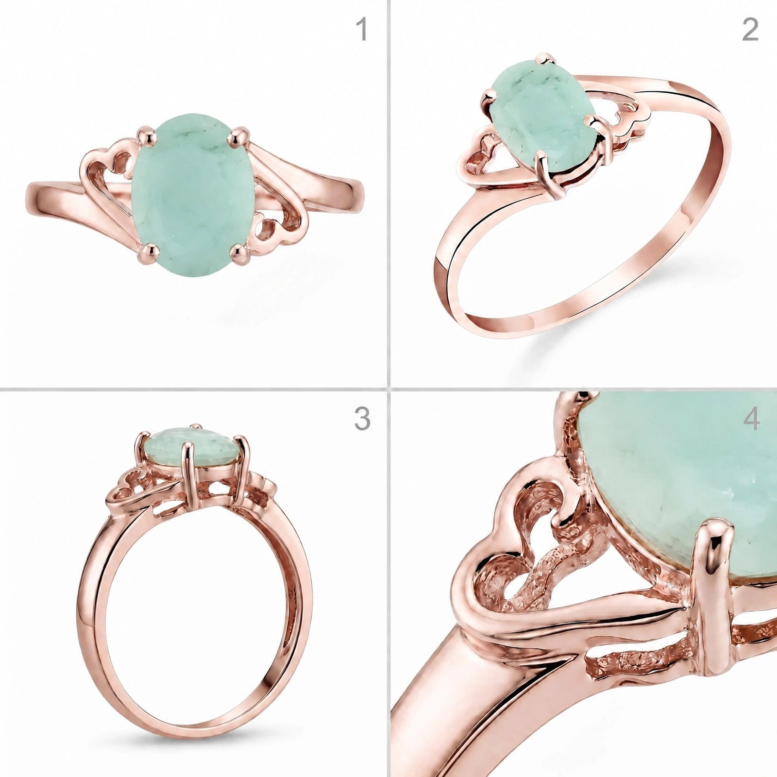 Rose Gold Classic Ring Emerald 10K — Altea
