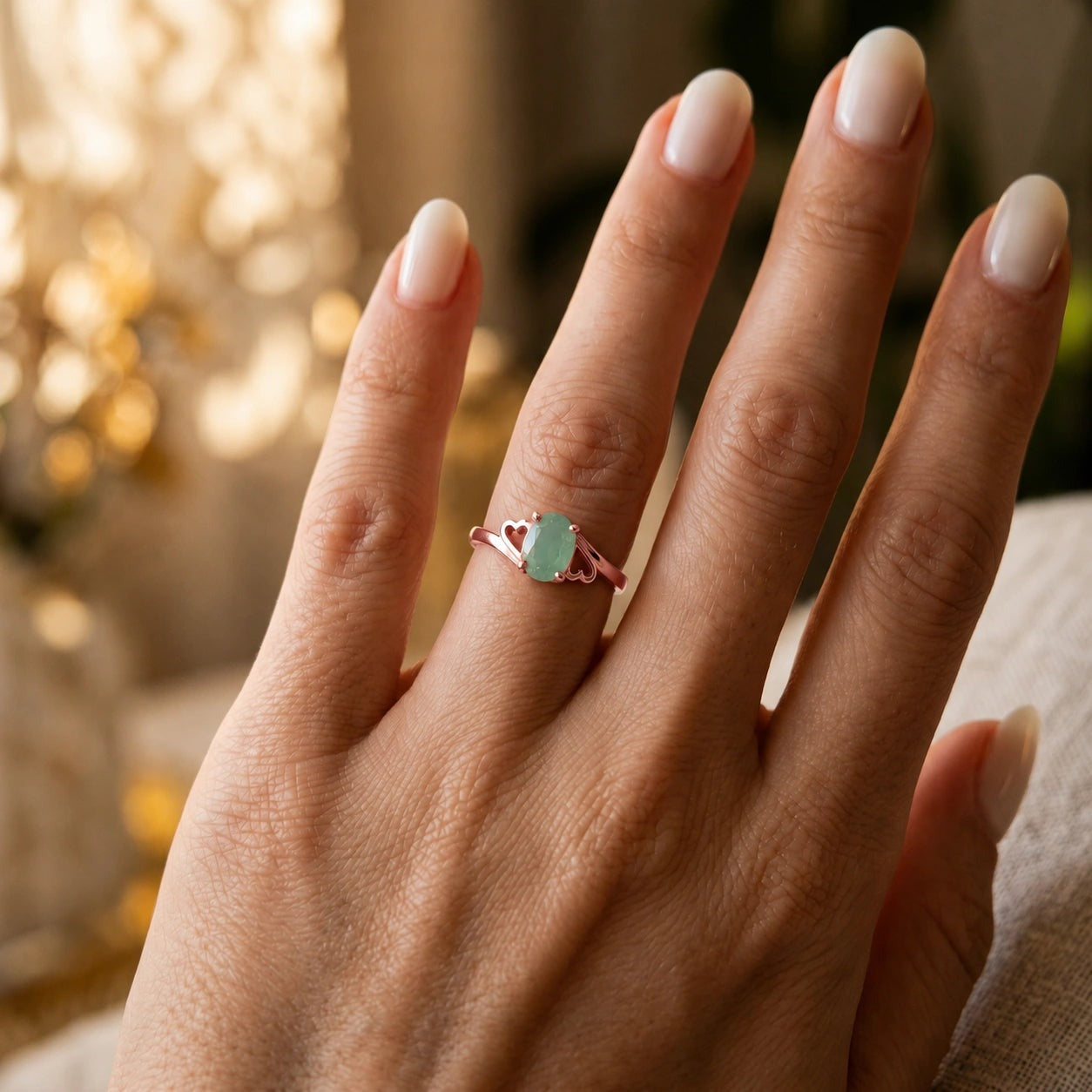 Rose Gold Classic Ring Emerald 10K — Altea