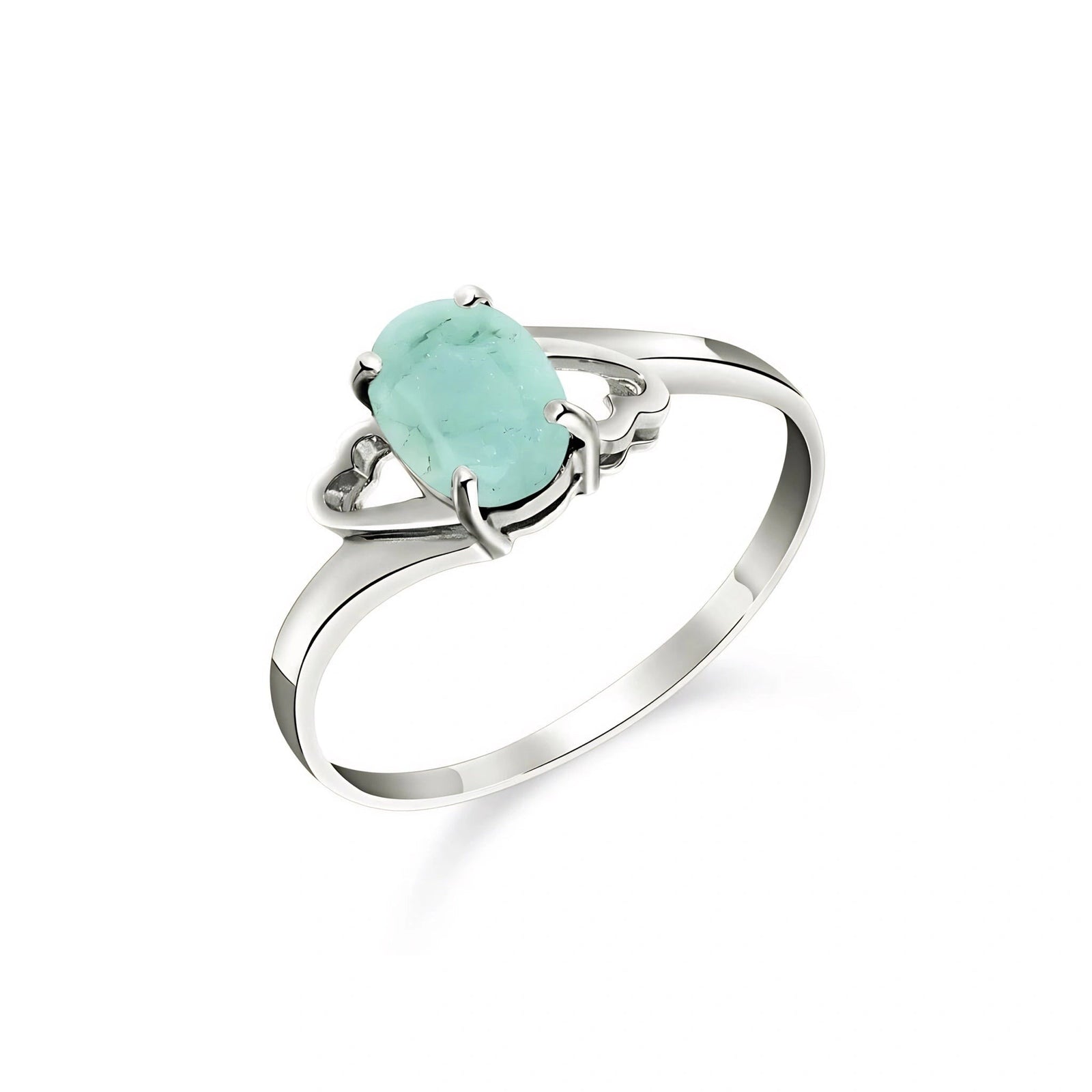 White Gold Classic Ring Emerald 10K — Altea