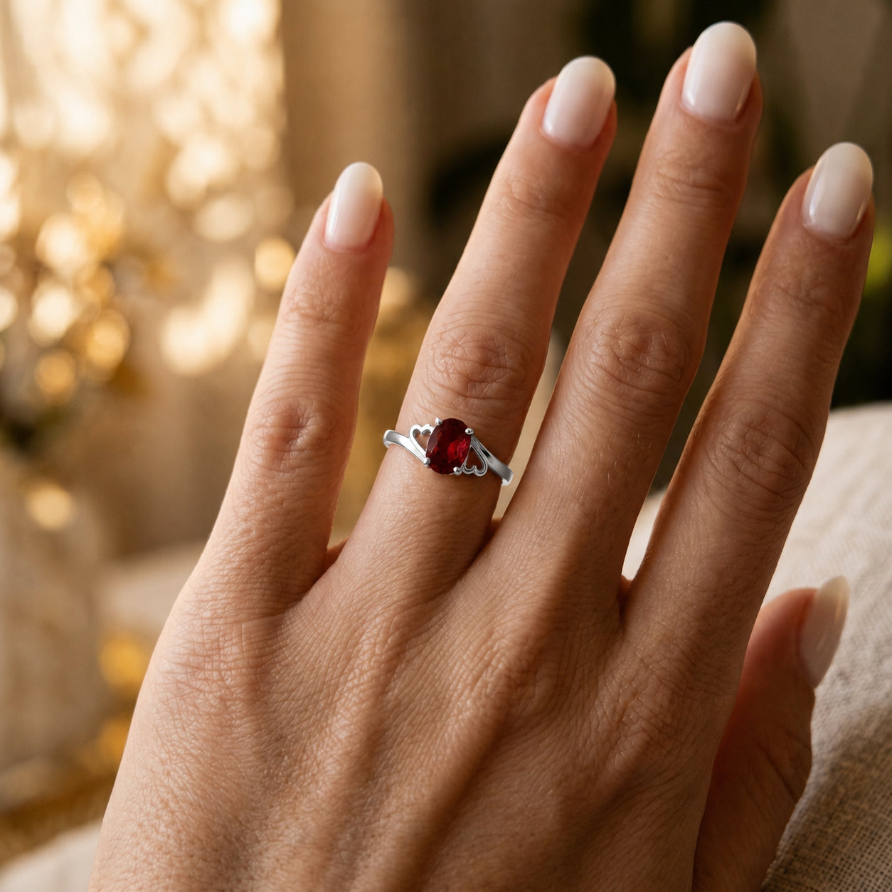 White Gold Classic Ring Emerald 10K — Altea