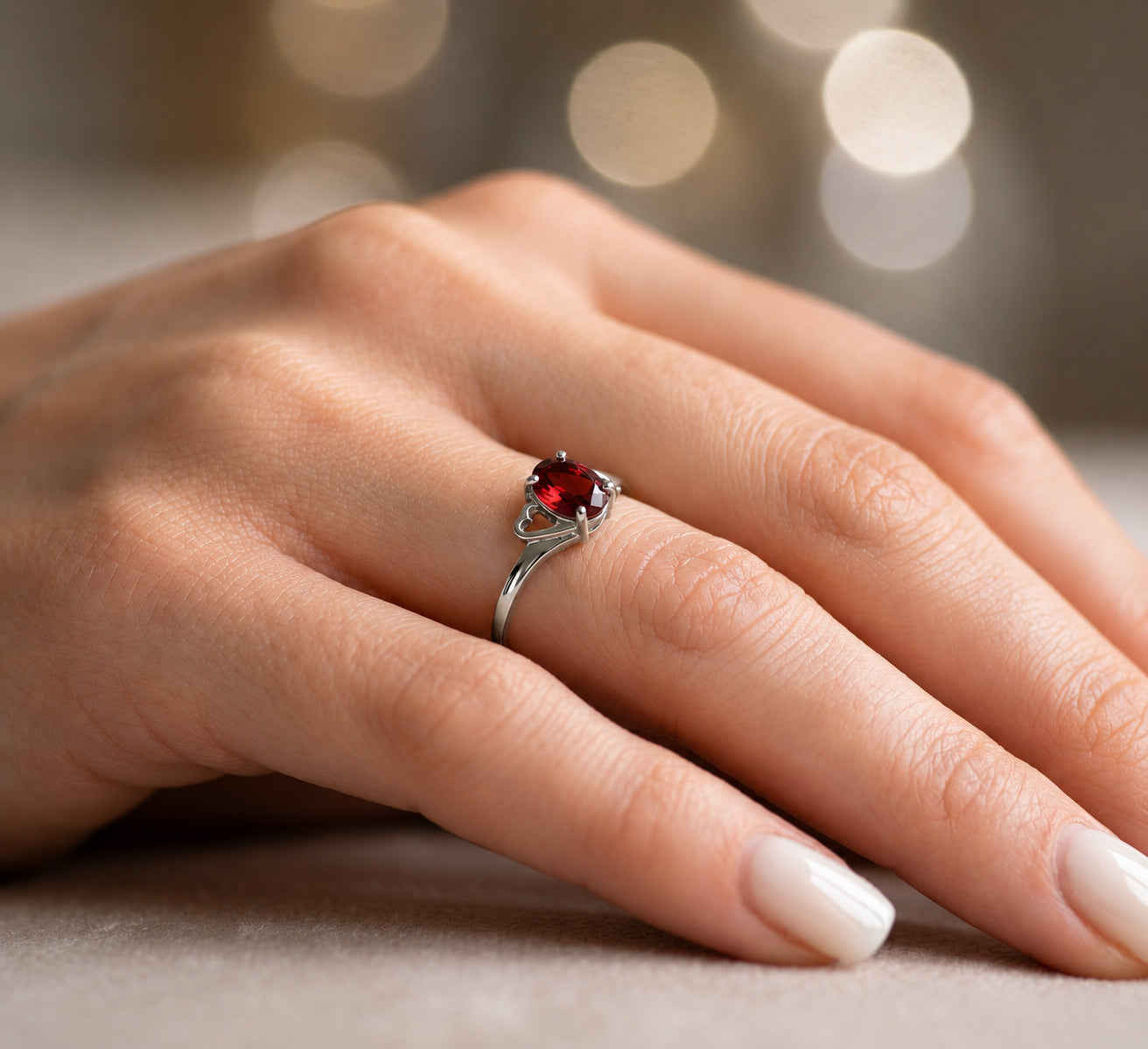 White Gold Classic Ring Emerald 10K — Altea