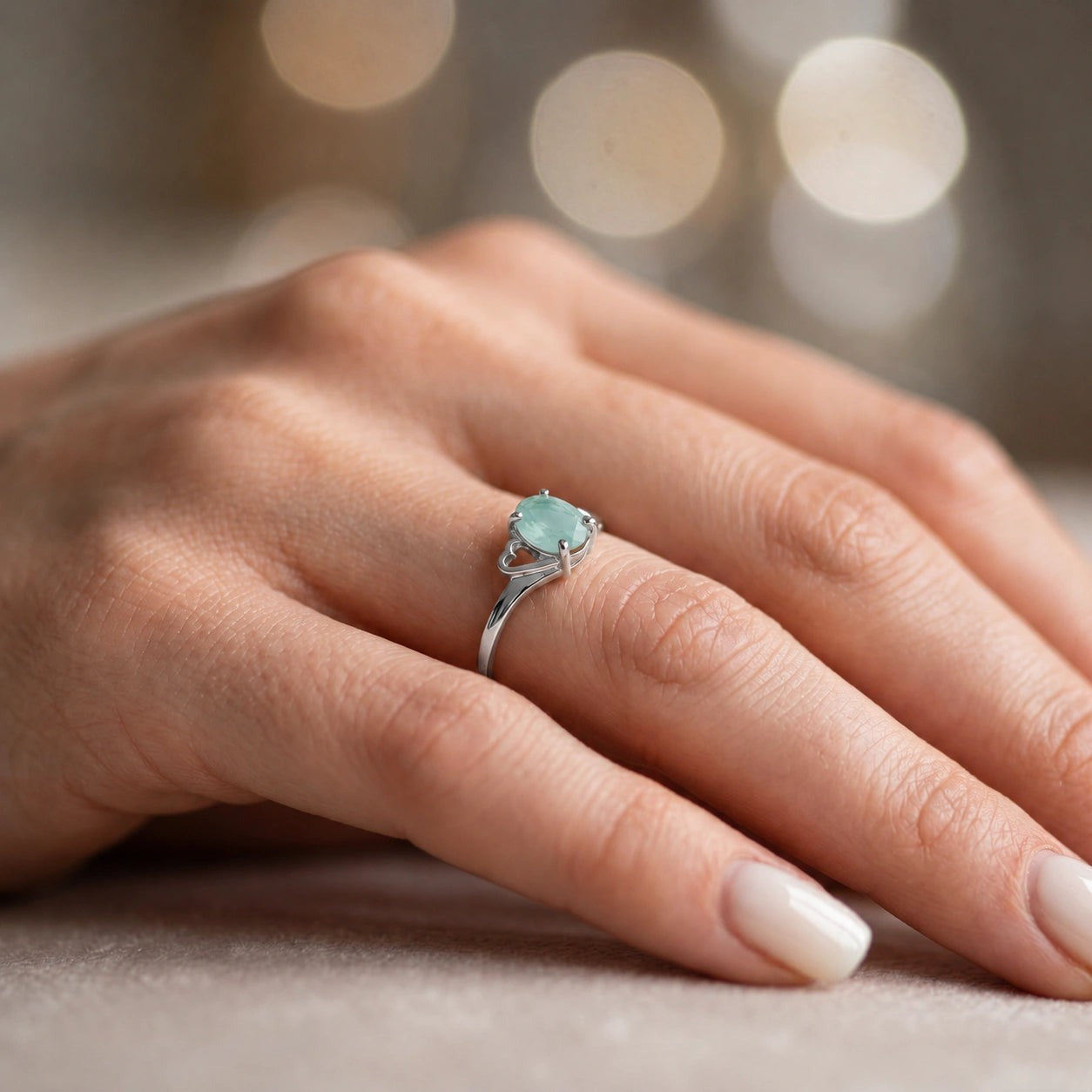 White Gold Classic Ring Emerald 10K — Altea