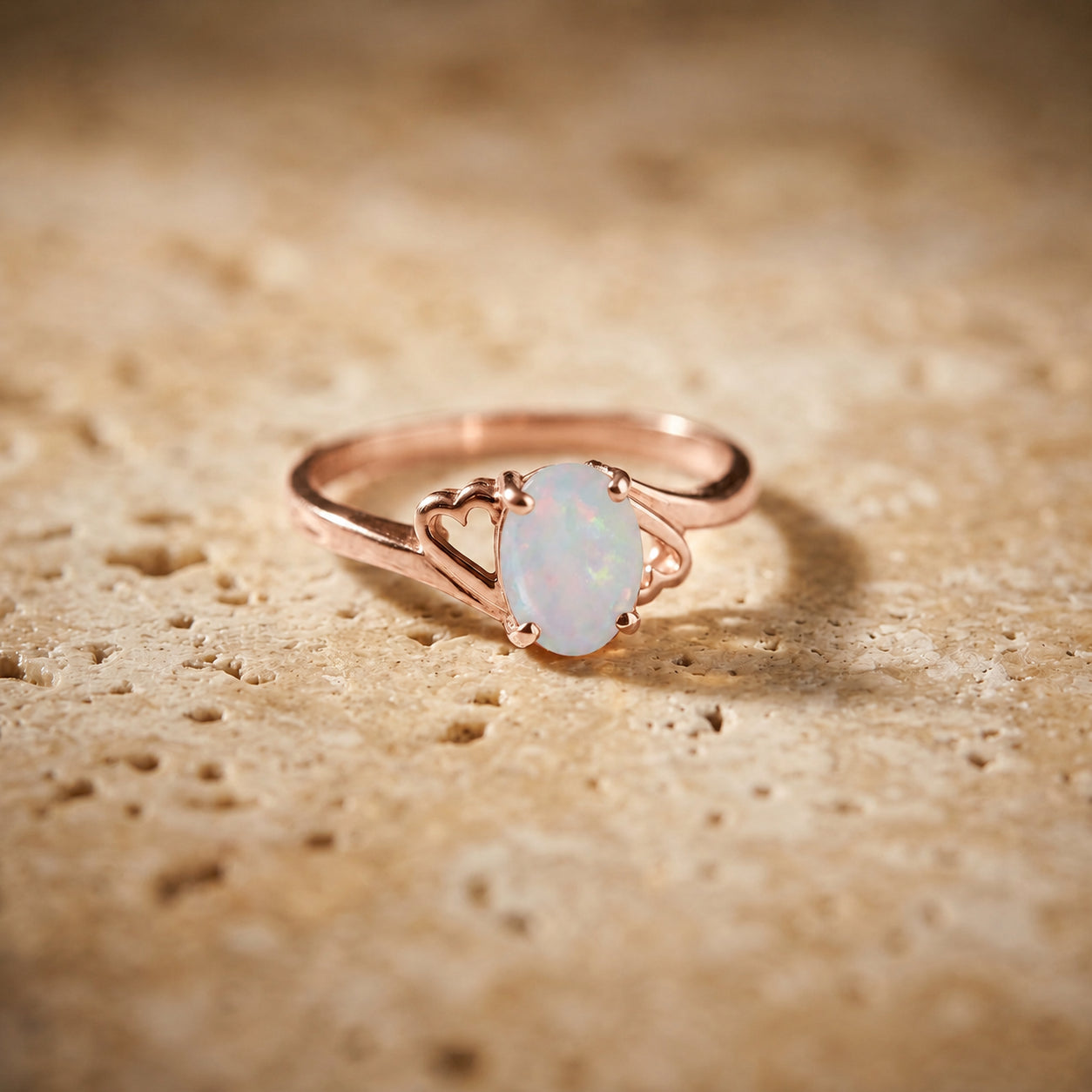 Rose Gold Classic Ring Aquamarine 10K — Altea