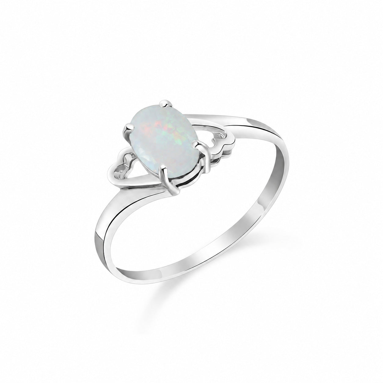 White Gold Classic Ring Aquamarine 10K — Altea
