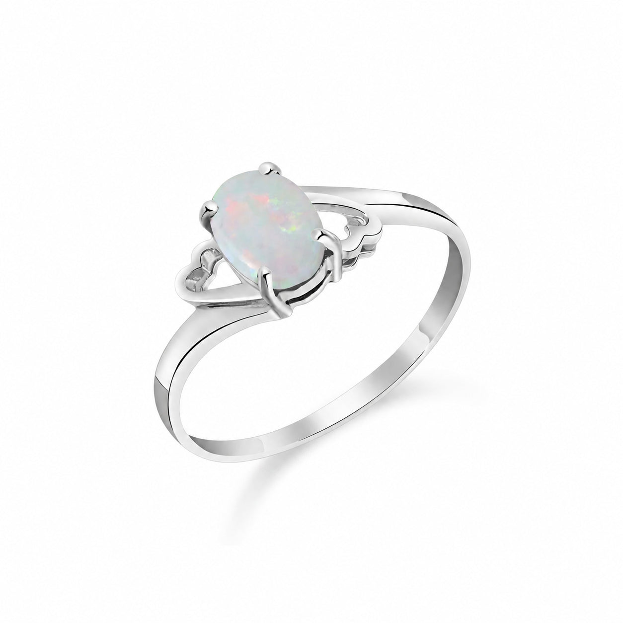 White Gold Classic Ring Aquamarine 10K — Altea