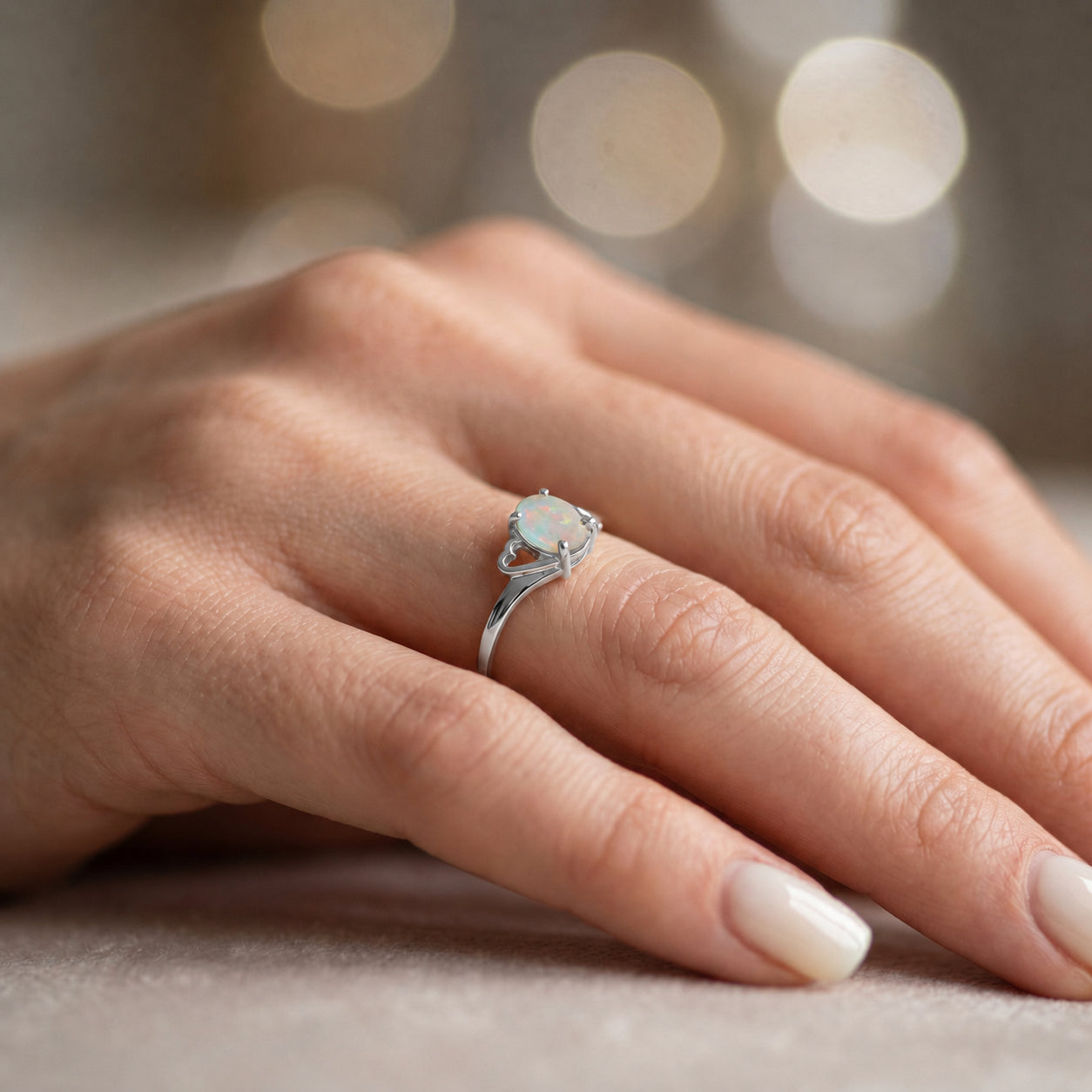 White Gold Classic Ring Aquamarine 10K — Altea