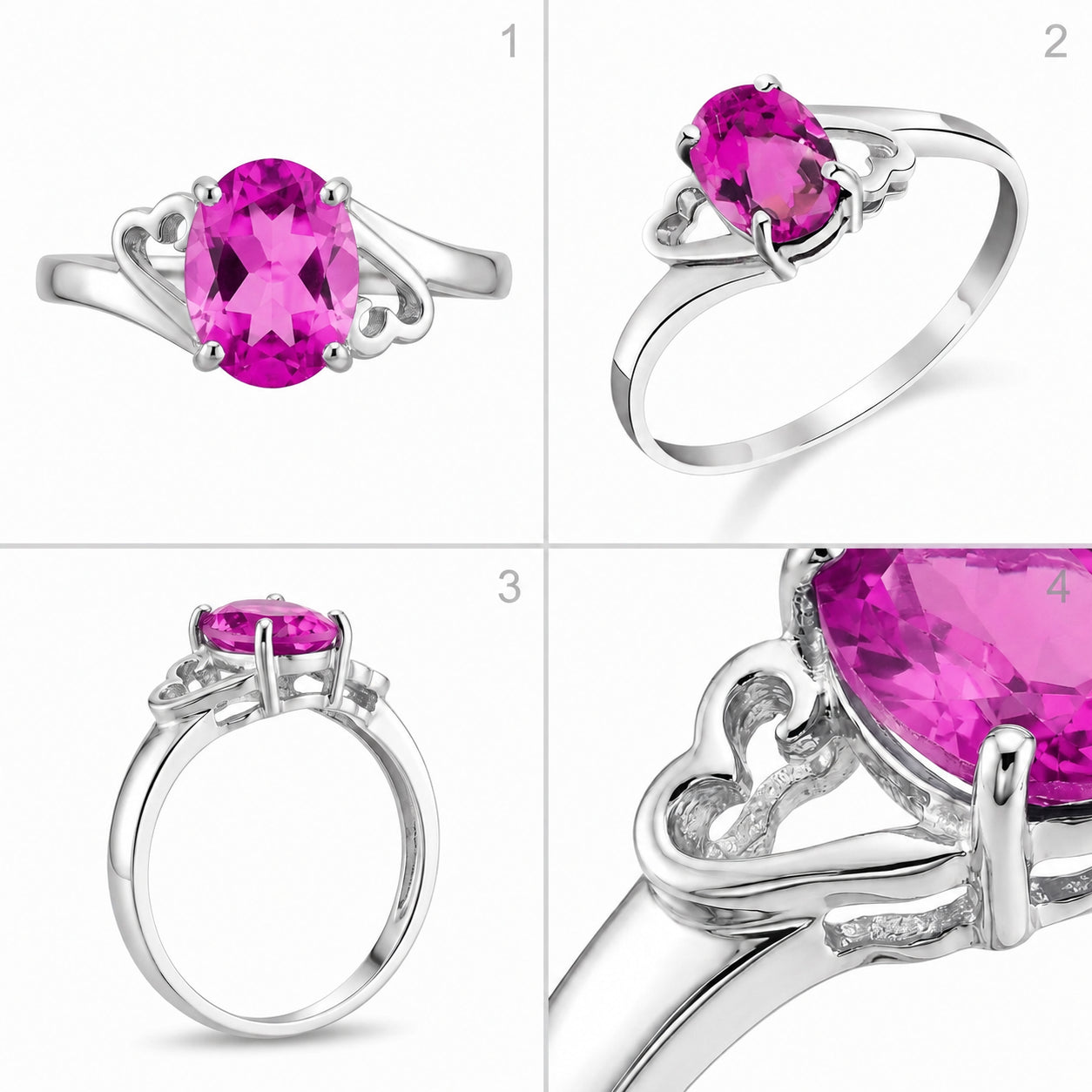 White Gold Classic Ring Garnet 10K — Altea