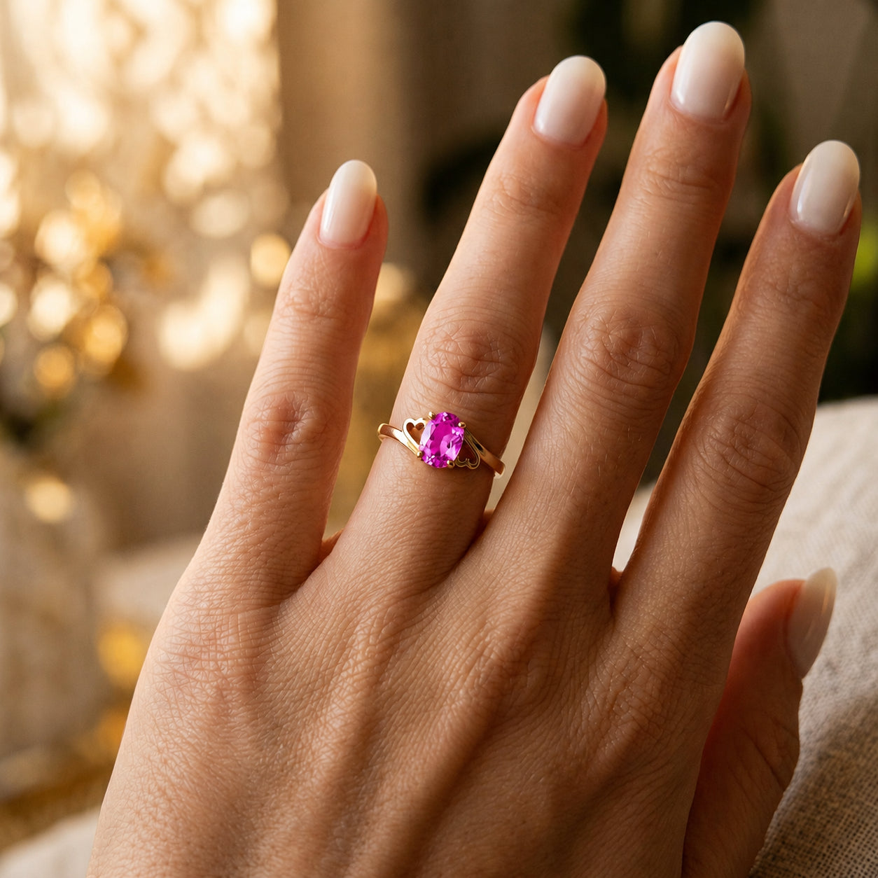 Yellow Gold Classic Ring Garnet 10K — Altea