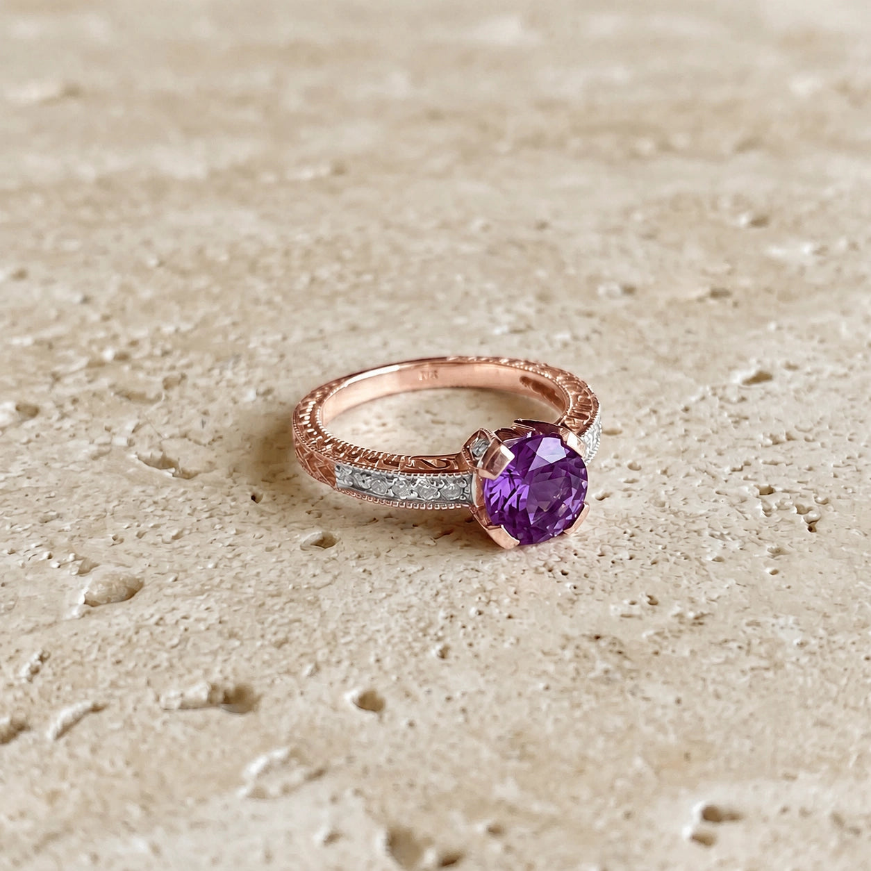 Rose Gold Diamond & Amethyst — Zelmira