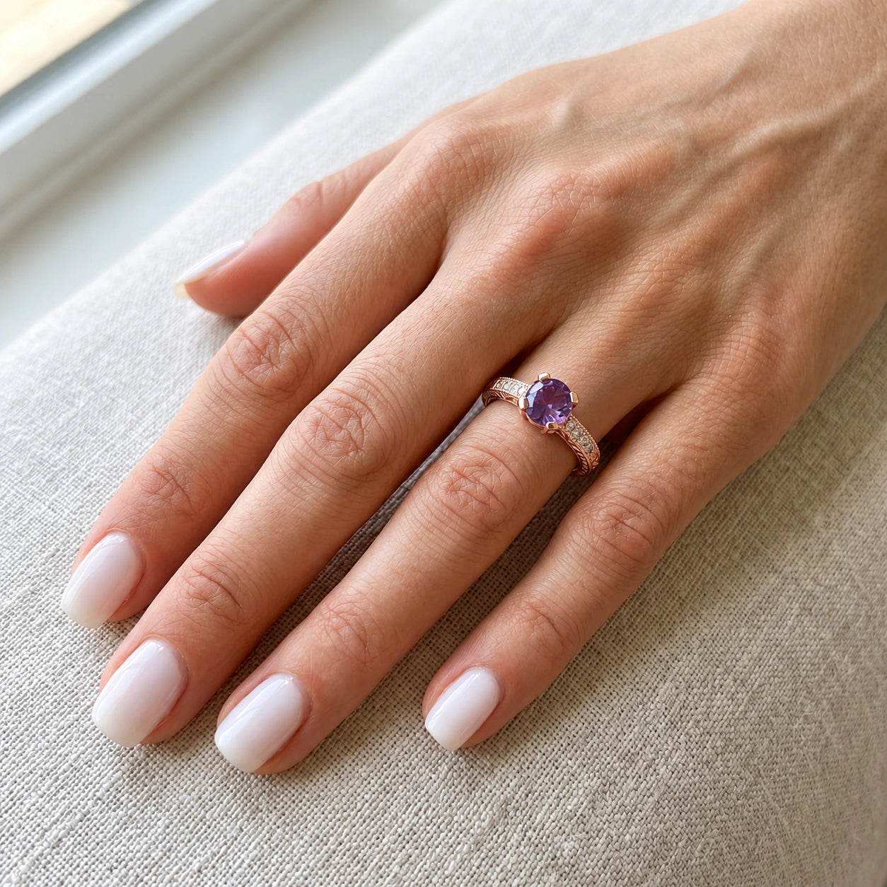 Rose Gold Diamond & Amethyst — Zelmira